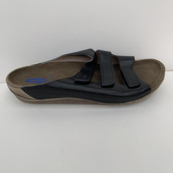Wolky Nomad Sandals Flats Women's Size 42 Or 11 Black Leather Slip On - Picture 2 of 6